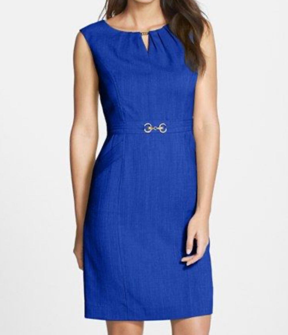 Eileen Tracy Kenya Embellished Woven Sheath Dress Women’s Size 8